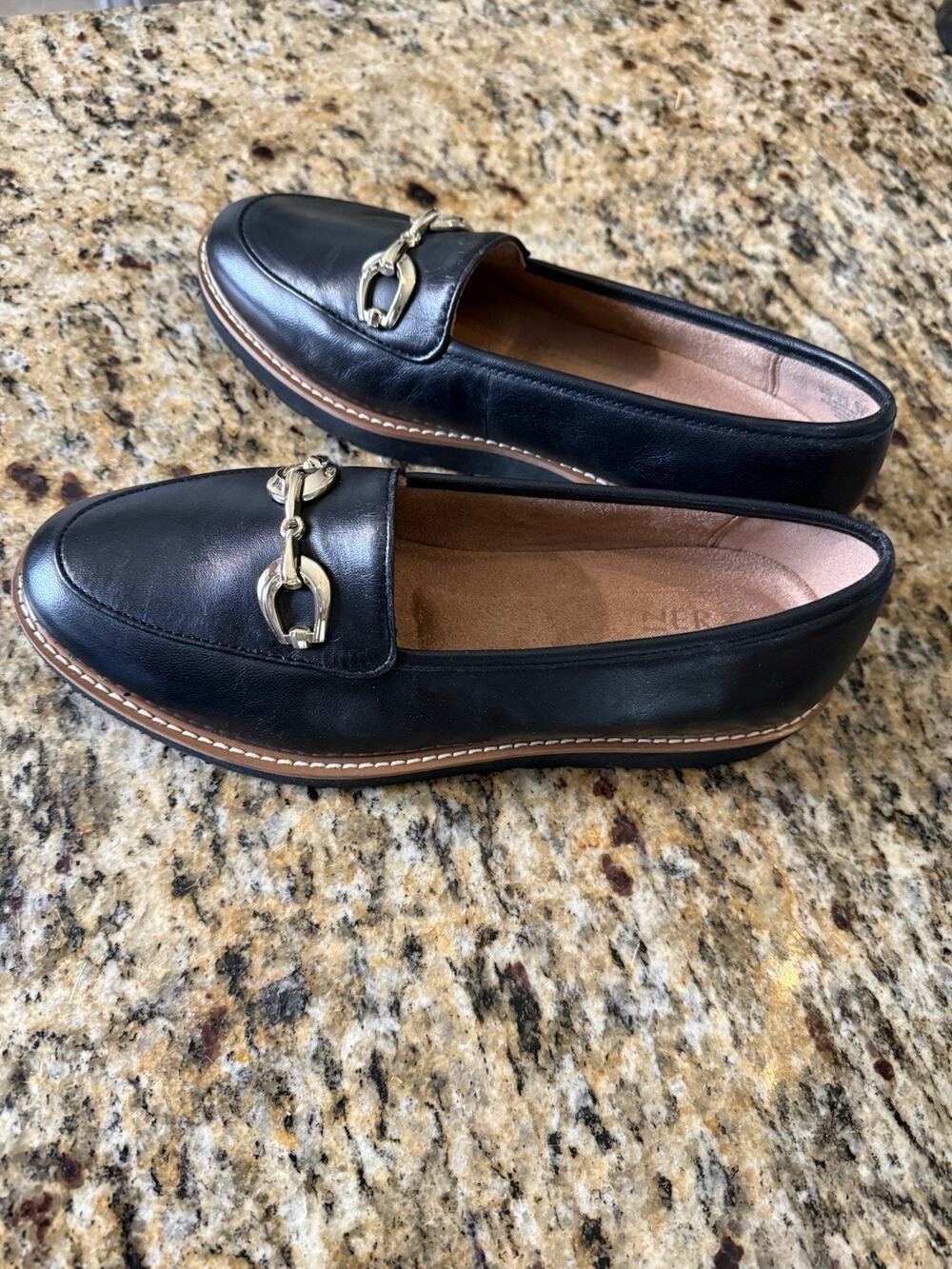 Naturalizer Womens Adiline Bit Leather Black Loafers Shoes 8 W New w/o Box